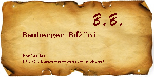 Bamberger Béni névjegykártya
